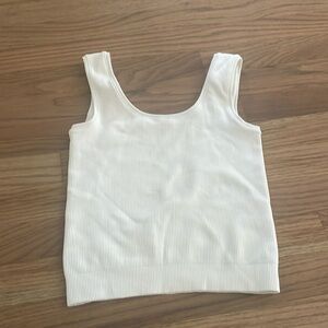Athleta Kids White Ribbed Cropped Tank Top